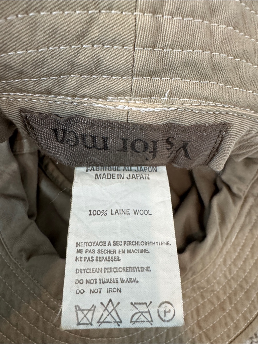 Y's for men by Yohji Yamamoto Olive/Tan Cotton Bucket Hat - Picture 3 of 5